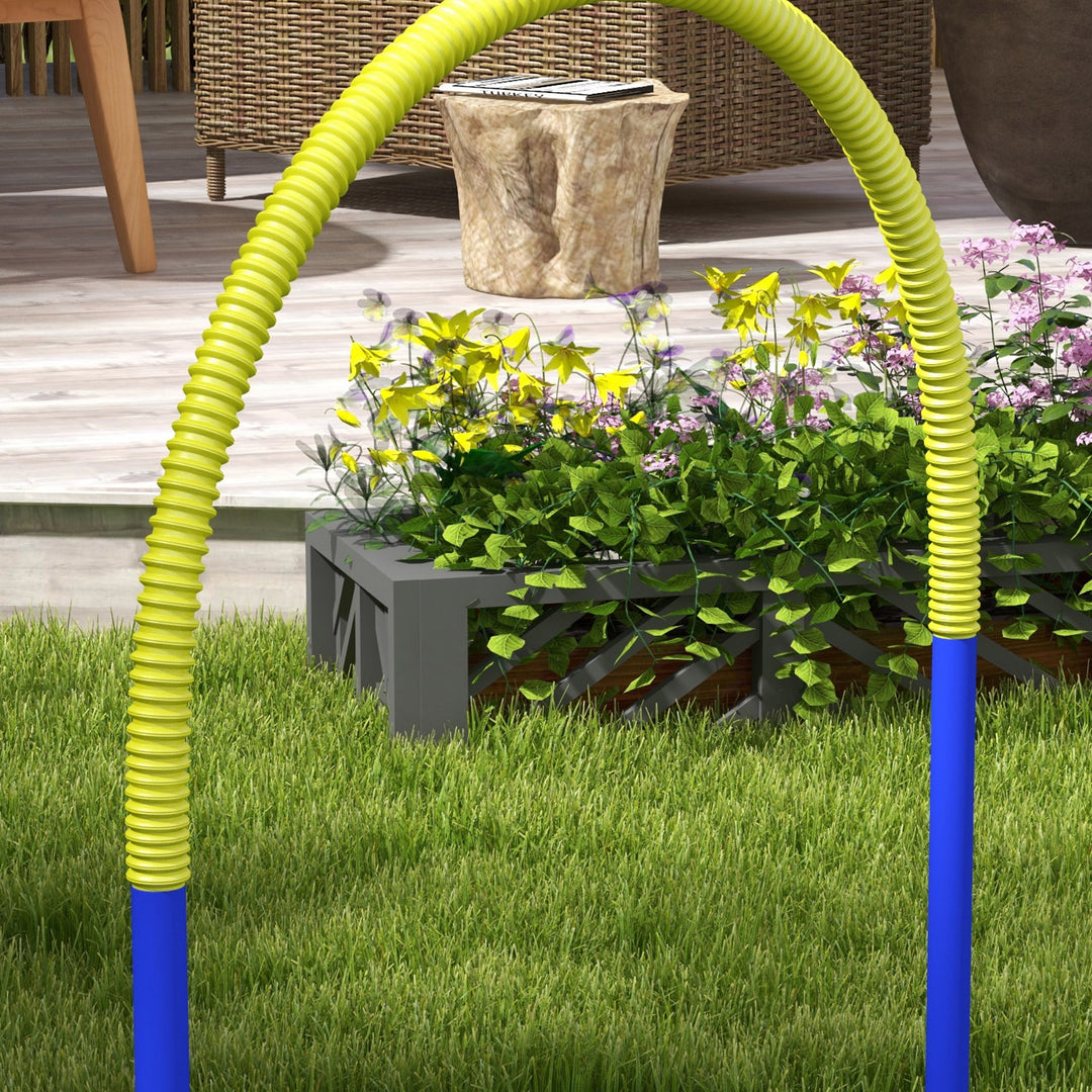 Agility-sæt til hunde, hundetræning, 4 buer, til begyndere, med bæretaske, blå+gul, 88 x 64 x 95 cm