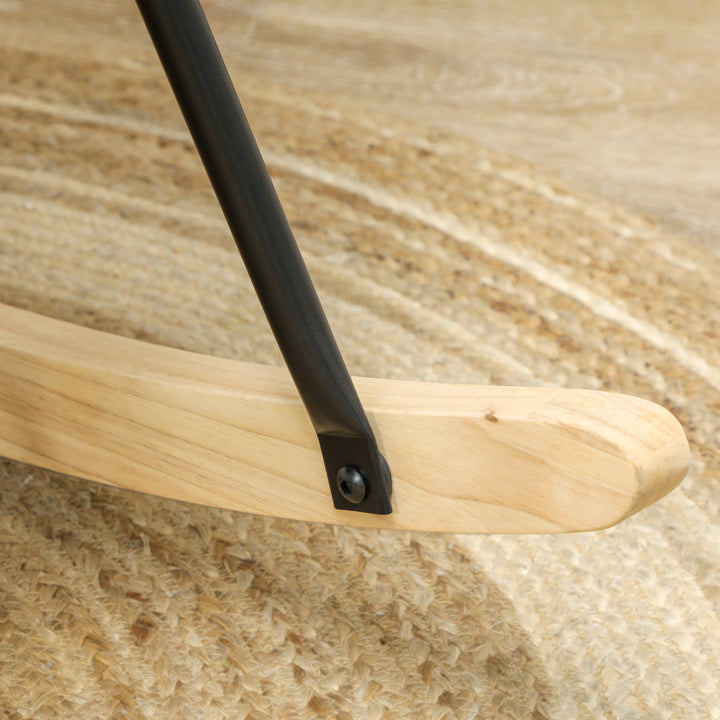 Gyngestol, ergonomisk form, base af ægte træ, op til 120 kg, lyseblå