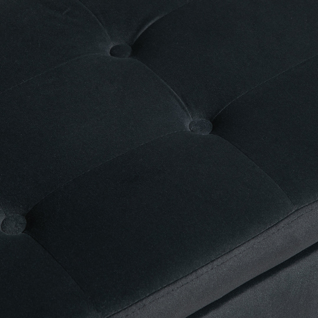 Opbevaringsbænk med armlæn, kommodebænk, fløjlspolyester, gummitræ, mørkegrå, 107 x 42 x 65 cm