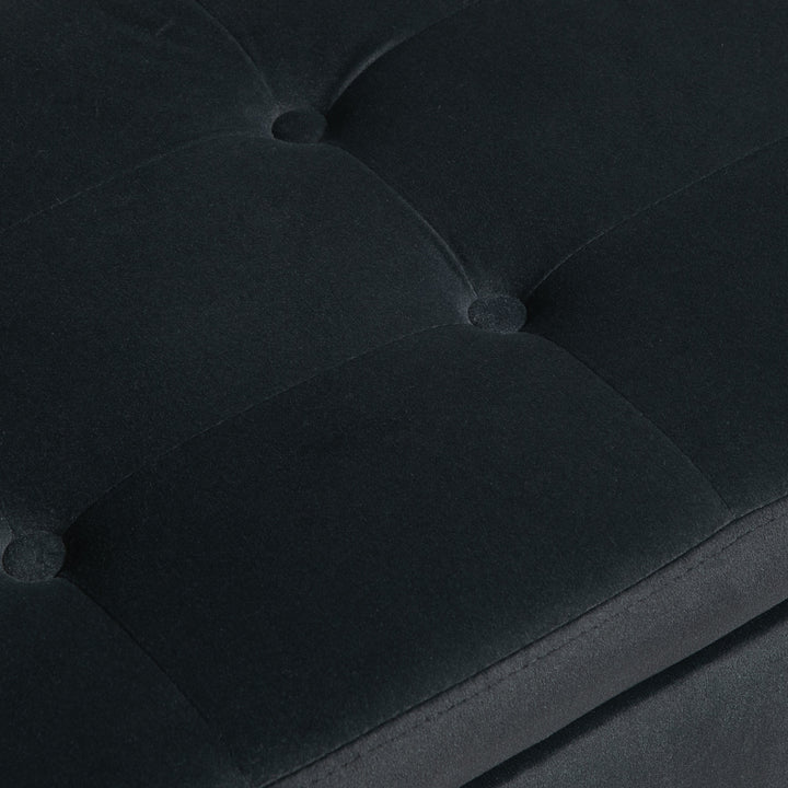 Opbevaringsbænk med armlæn, kommodebænk, fløjlspolyester, gummitræ, mørkegrå, 107 x 42 x 65 cm