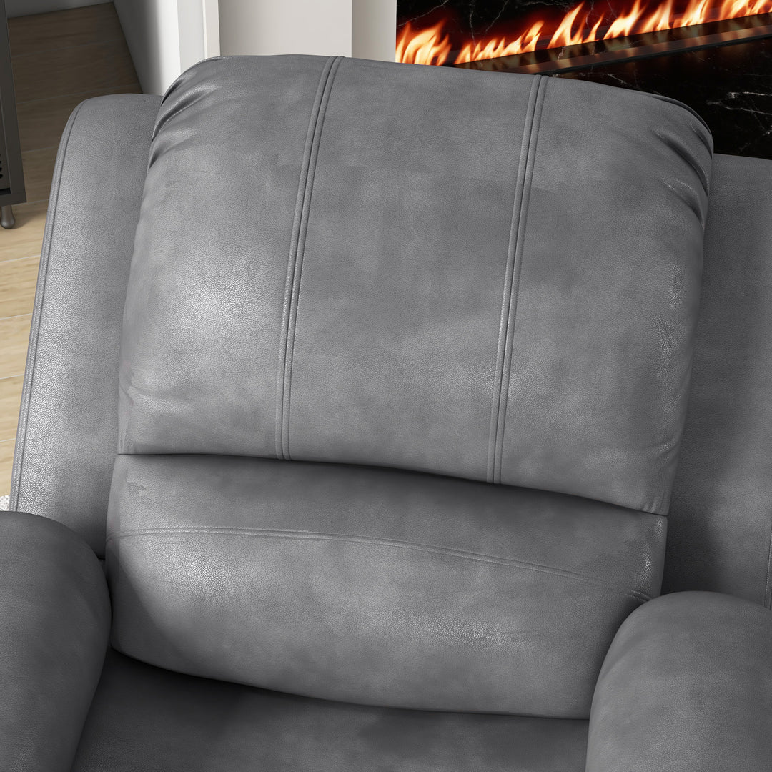 Lænestol med fodstøtte og lænefunktion, inklusive kopholder, tv-stol, 87 cm x 95 cm x 102 cm, grå