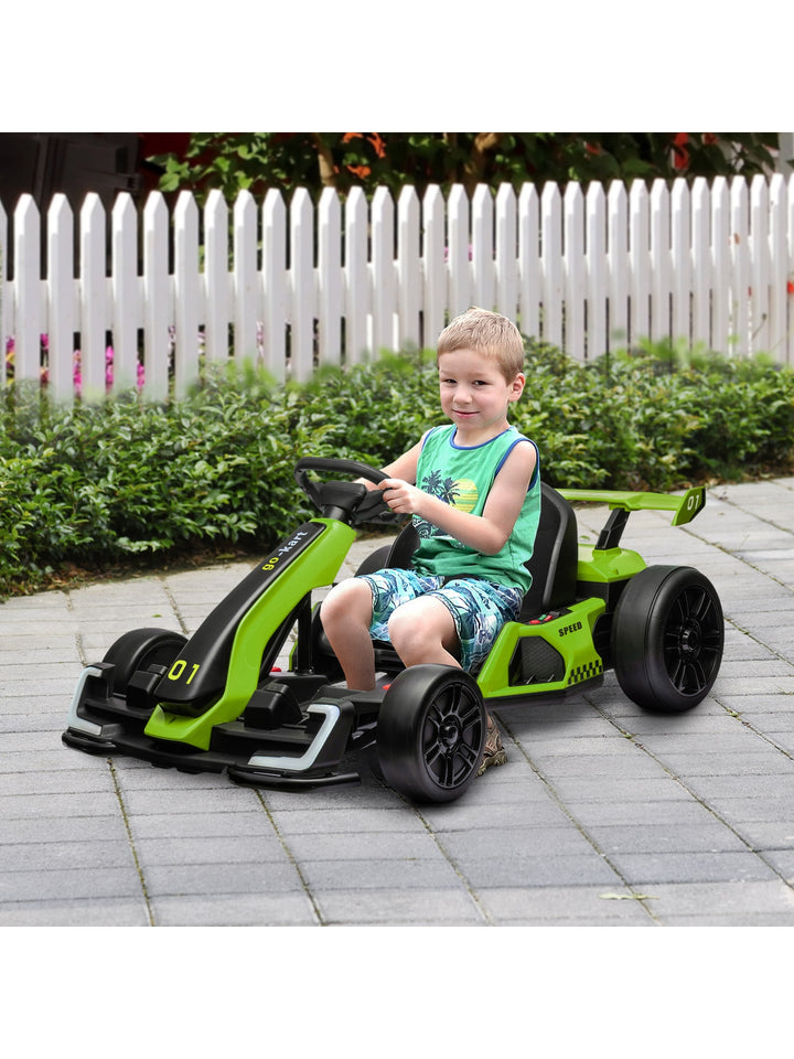 24V elektrisk gokart til børn med driftfunktion, 6-12 år, grøn