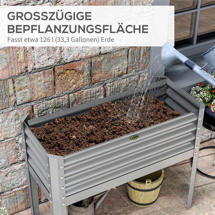 Højbed plantekasse vejrbestandig 100 cm x 45 cm x 80 cm sølv