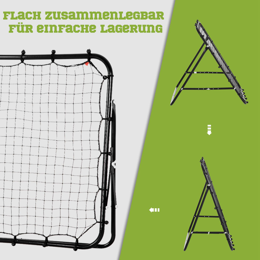 Rebounder til fodbold, rebound wall rebound net, metalrør med pe-stof, kickback rebound wall til baseball basketball, fodboldmål til ungdomstræning 96x80x96cm, sort