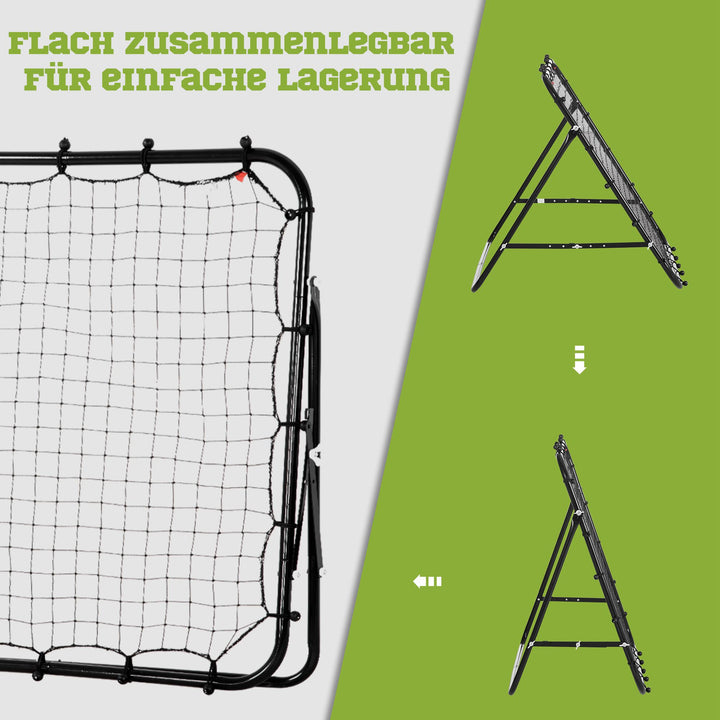 Rebounder til fodbold, rebound wall rebound net, metalrør med pe-stof, kickback rebound wall til baseball basketball, fodboldmål til ungdomstræning 96x80x96cm, sort