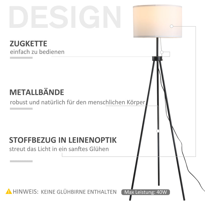 Gulvlampe e27, stål+polyester, 37x37x152cm (sort+hvid)