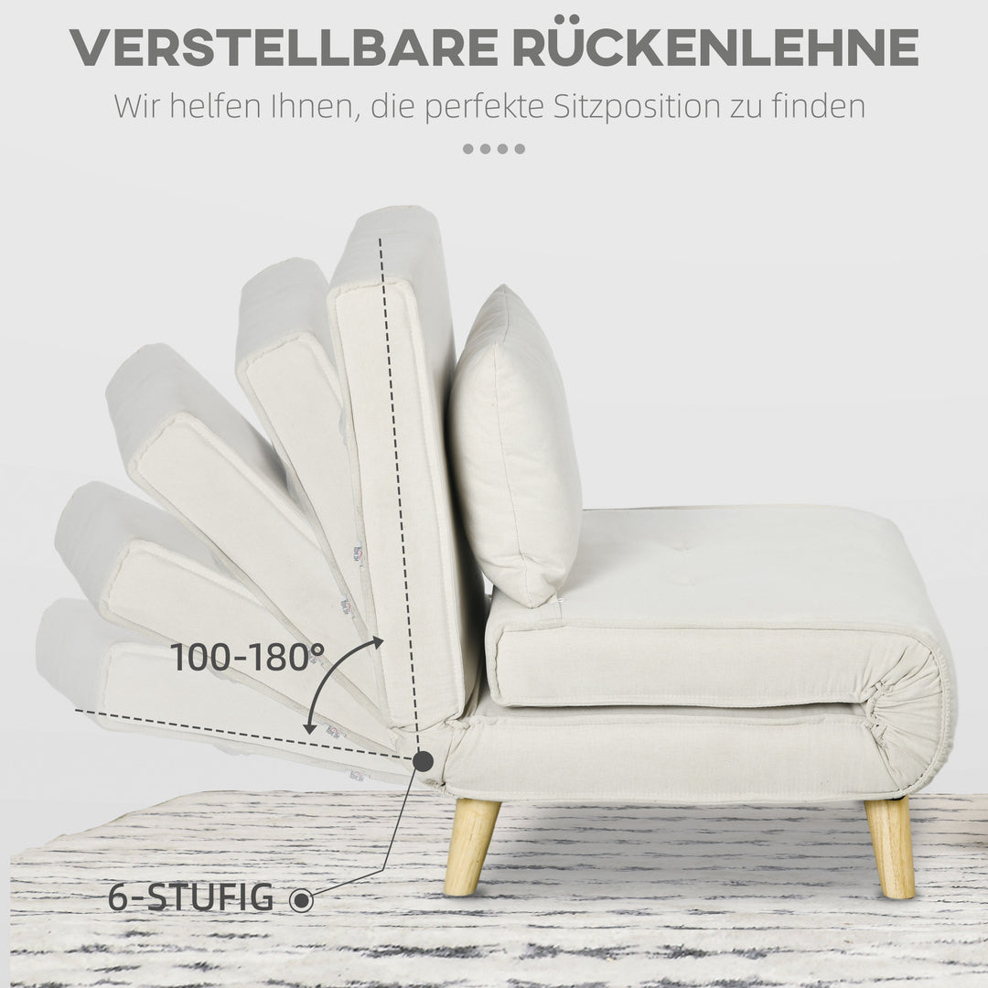 Sovestol, justerbar ryglæn med 6 positioner, linnedlook, op til 120 kg, cremefarvet