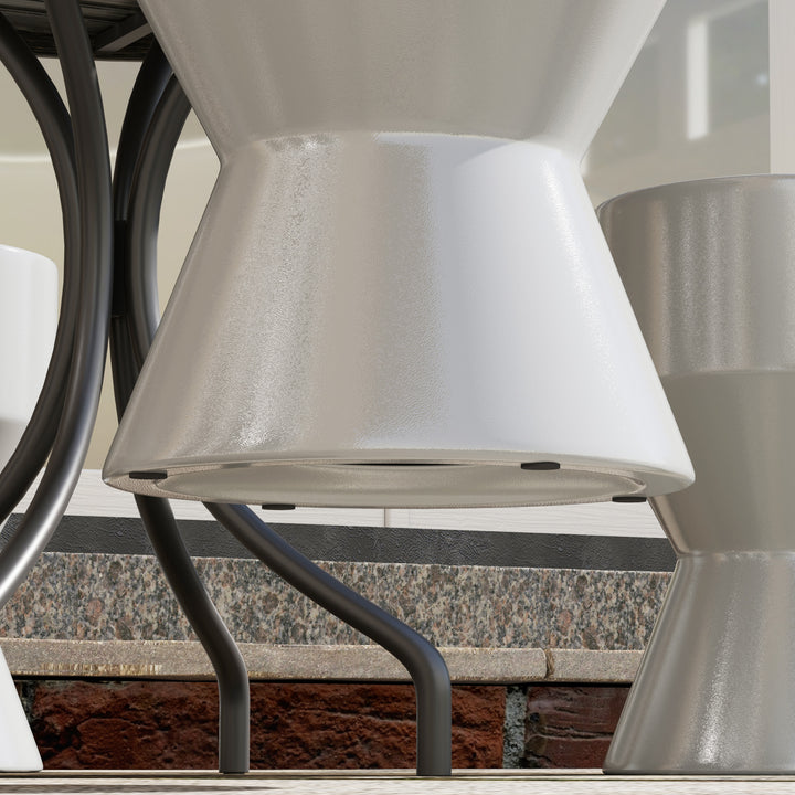 Keramikskammel, 120 kg lasteevne, 33 x 45,5 cm, vejrbestandig, timeglasformet haveskammel, lysegrå