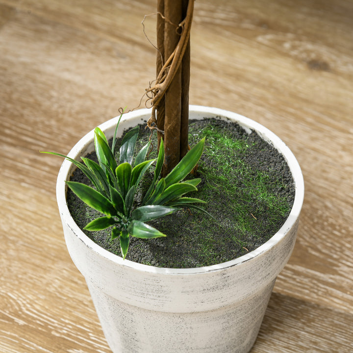 Sæt med 2 kunstige lavendeltræer, 60 cm høje, inklusive potte og kunstig mos, hvid