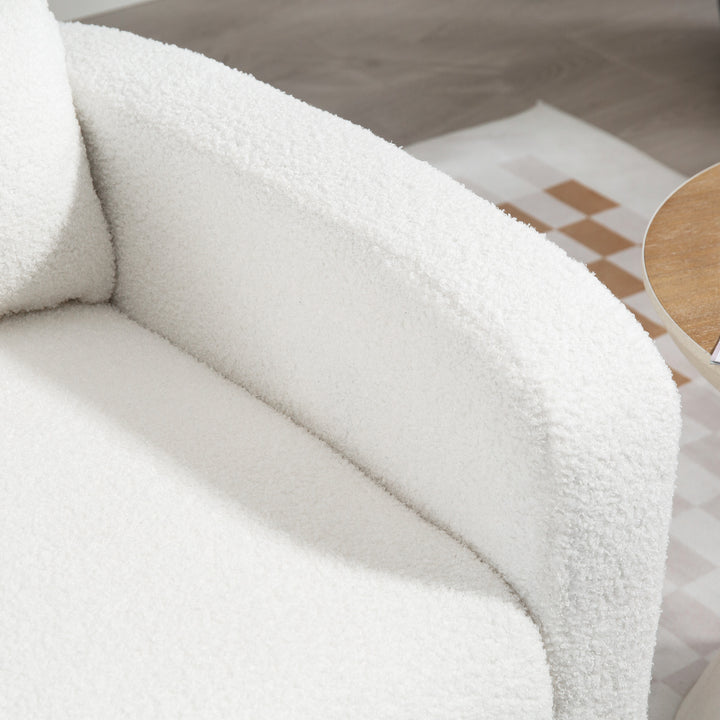 Moderne lænestol, polstret stol med gummitræben, lændehynde, til stue, soveværelse, kontor, hvid