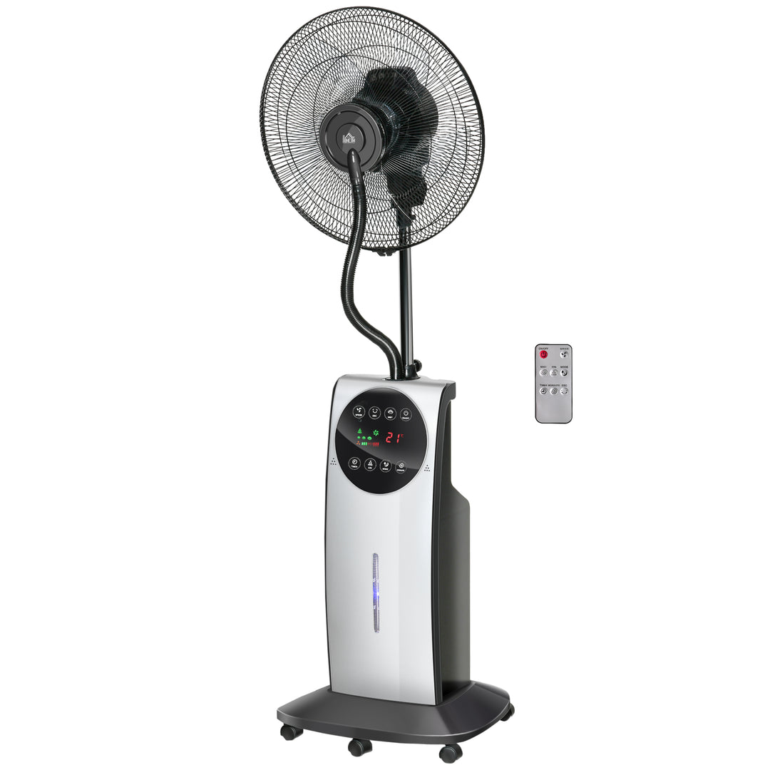 2-i-1 ventilator, LED-display, timerfunktion, Ø 44,5 x 135H cm, sølv + sort