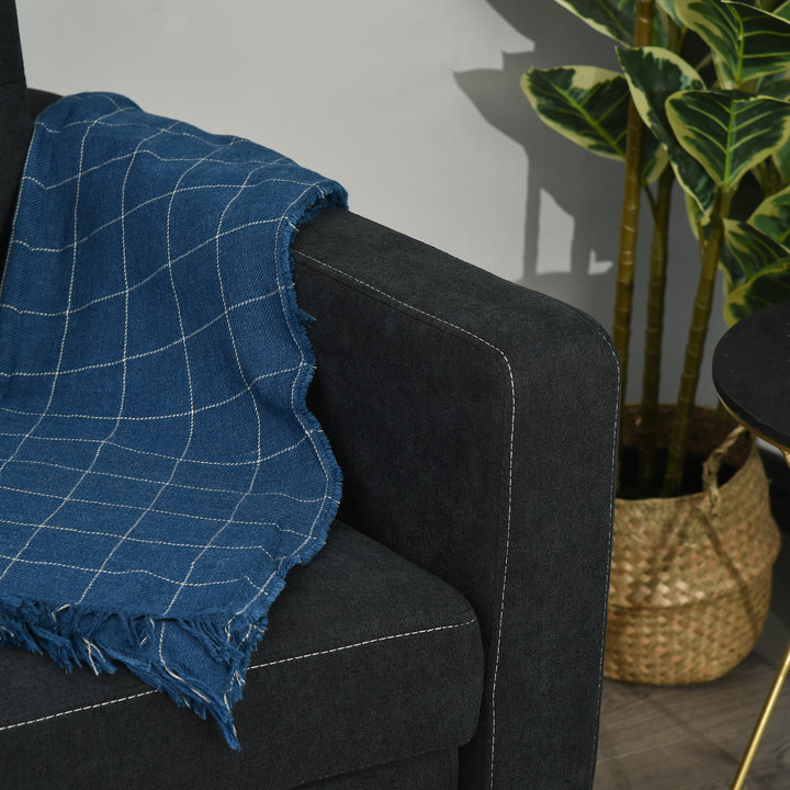 2-Personers sofa med sengefunktion, justerbar ryglæn, polstret sofa, fløjlslook, til stue, soveværelse, sort