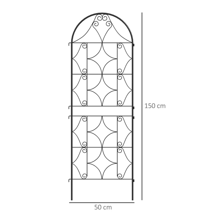 Metal trellis sæt med 2 til stikkontakt, rustfri, klatrehjælp til klatreplanter, 50x150 cm, sort