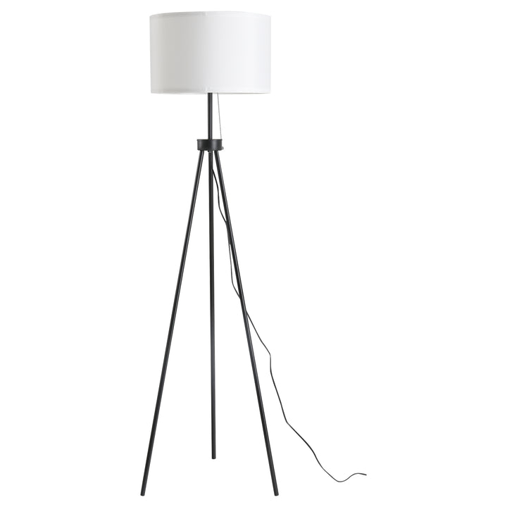 Gulvlampe e27, stål+polyester, 37x37x152cm (sort+hvid)