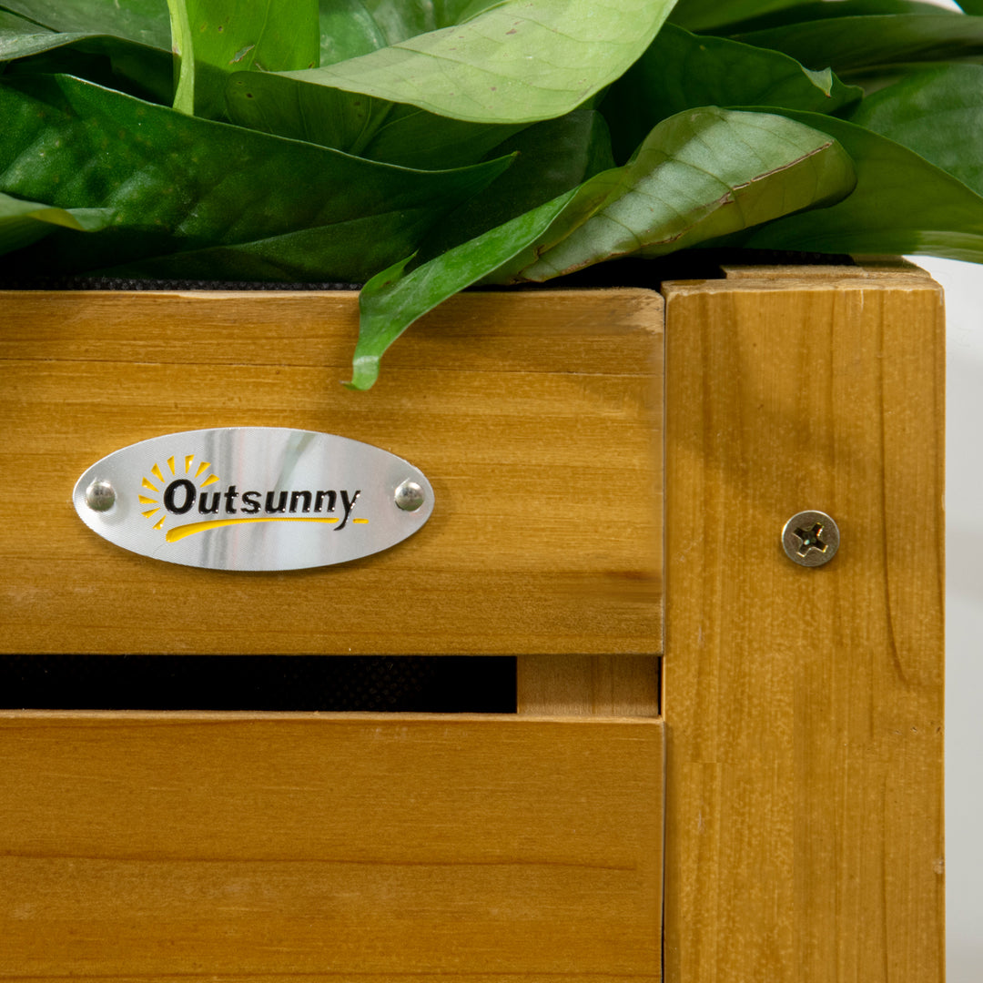 Højbed med foldbar arbejdsflade, lakeret massivt træ, fleeceforing, 64 cm x 63 cm x 74,5 cm