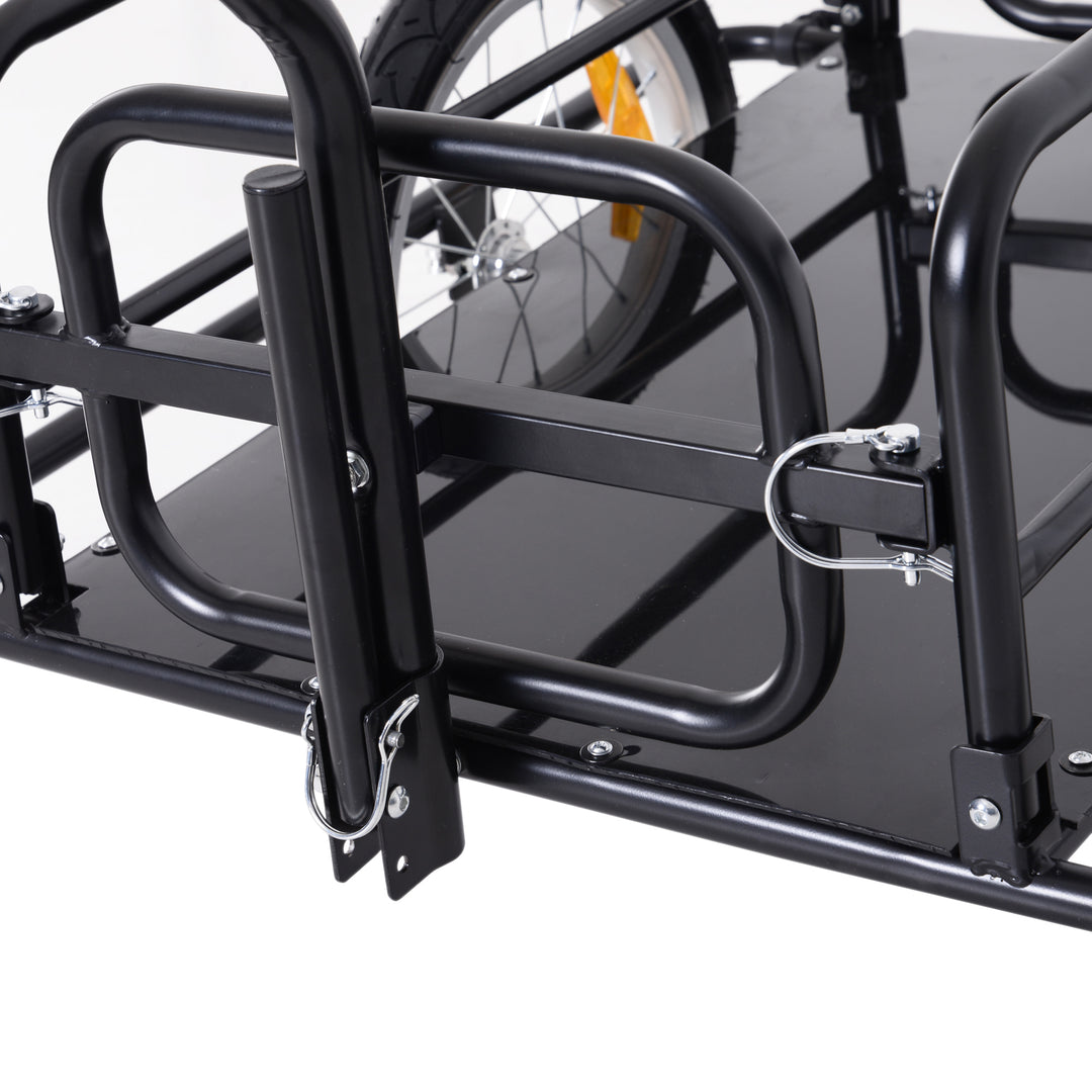 Sammenklappelig cykeltrailer, lasttrailer med kobling, kobling og reflekser, transportvogn, lasteevne op til 40 kg, transporttrailer til camping, shopping, flytning, 155 x 71,5 x 77 cm