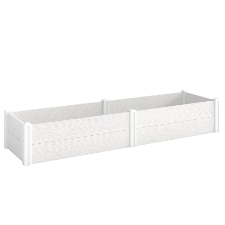 Højbed af plastik, stikbart plantebed med gør-det-selv-montering, kold ramme, 197 x 54 x 33 cm, hvid