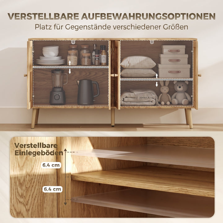 Køkkenskænk med 4 soft-close låger 140x40x75 cm natur
