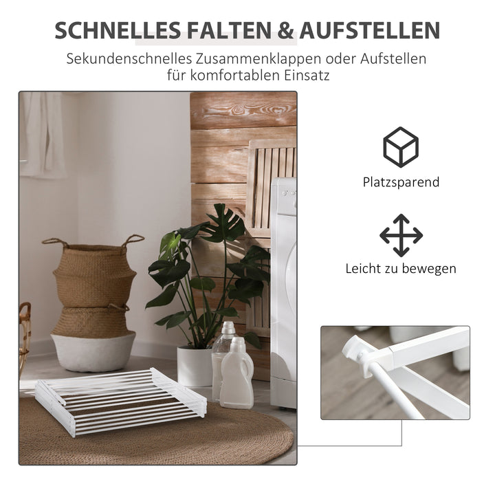 Sammenklappelig tørrestativ med 8 etager tørrestativ tørretumbler tørrestativ tørrestativ metal plastik hvid 74 x 35 x 144 cm