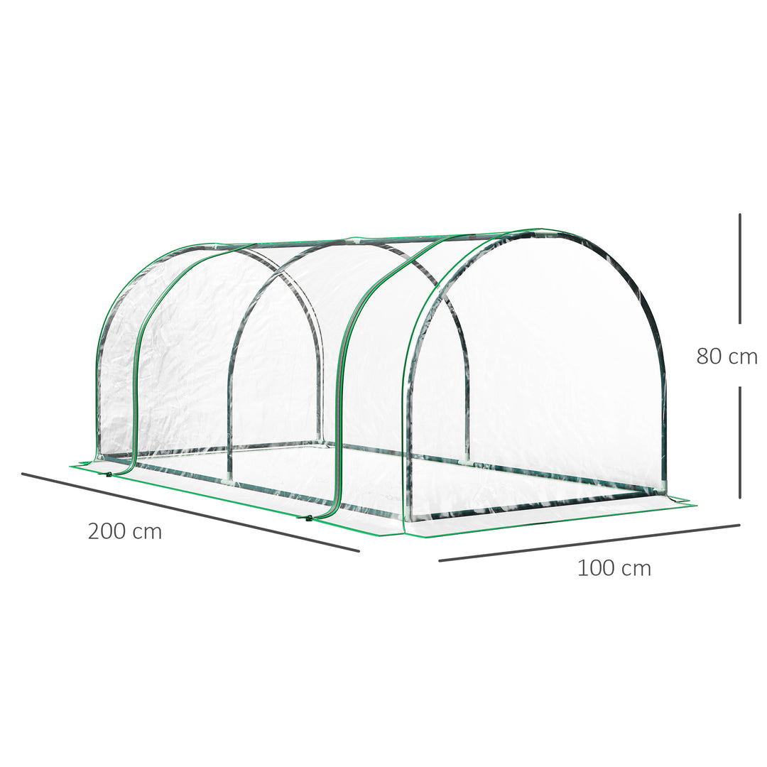 Drivhus, væksthus med dør, kold ramme, plantehus, plantedyrkning, stål, plast, 200 x 100 x 80 cm, grøn