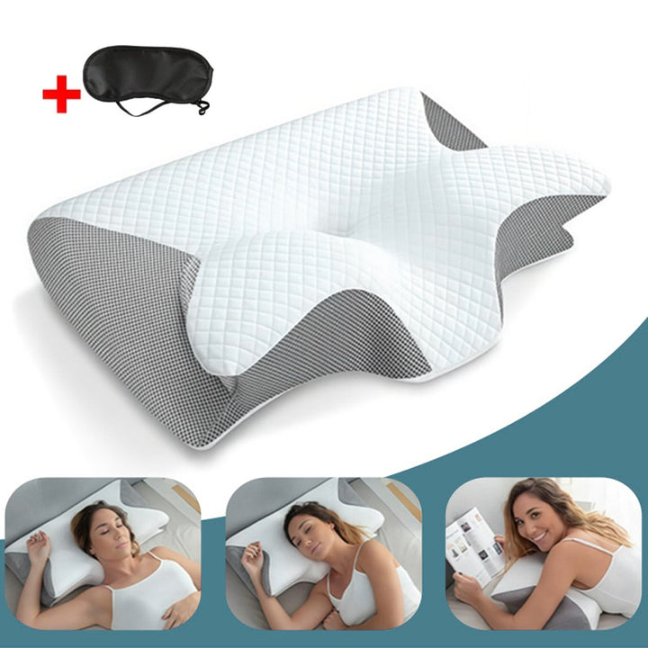 Nakketerapipude Memory Foam Lysegrå Ortopædisk Ergonomisk Smertelindring