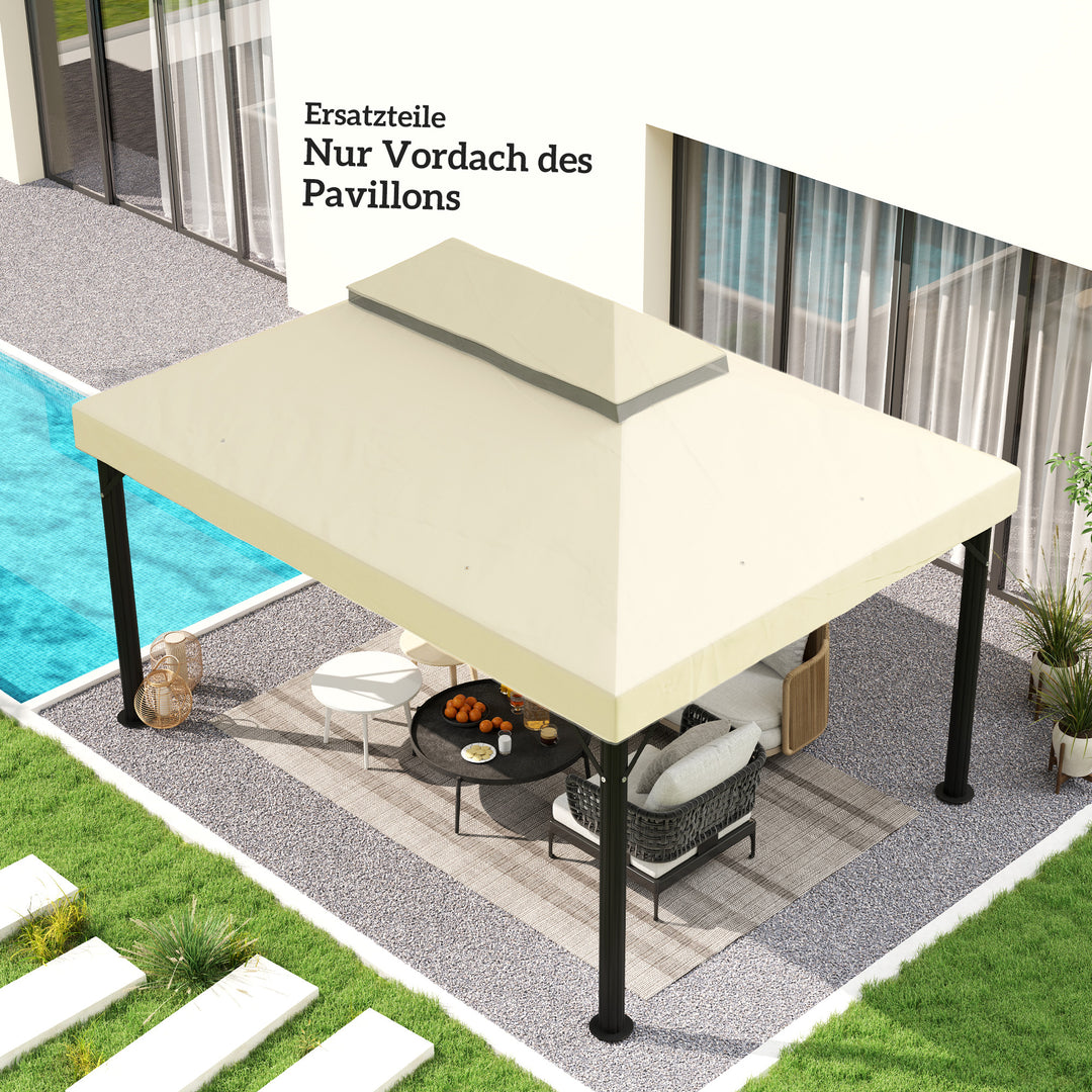 Pavillon-udskiftningstag, 3 x 4 m, udskiftningspresenning med drænhuller, polyester, solbeskyttelse, UPF30+, cremehvid