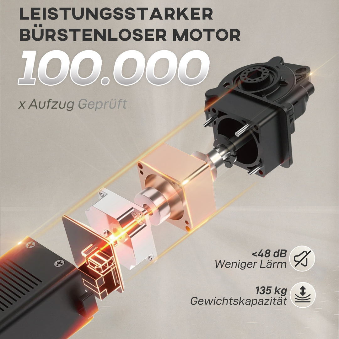 Lænestol med støjsvag motor, polstret stol med robust stofbetræk, hukommelsesfunktion, justerbar fodstøtte, cremehvid