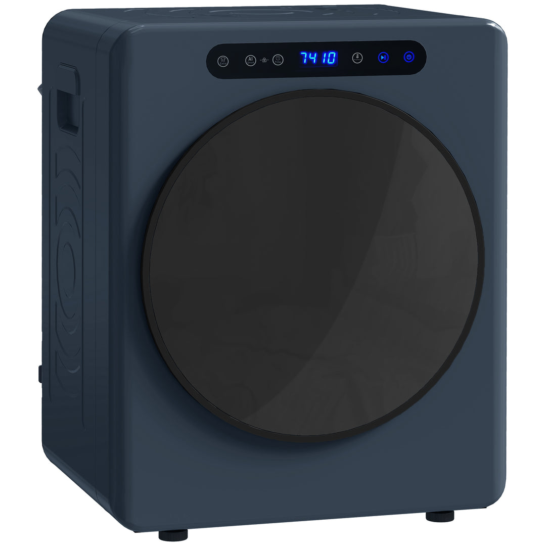 5 kg udluftet tørretumbler, 1000W kompakt fritstående frontbetjent tørretumbler med tromle i rustfrit stål, timer, blå