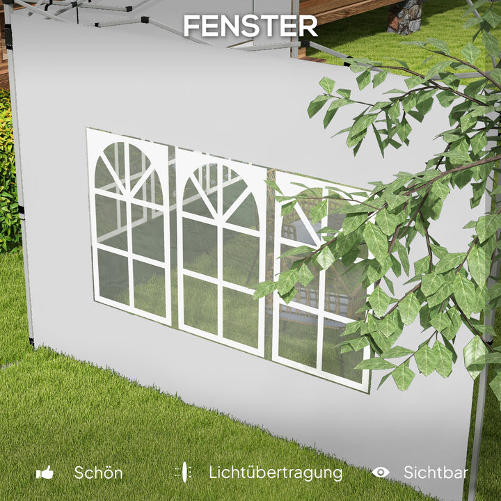 Sæt med 2 sidepaneler til 3x3/3x4 m pavillon, sidevæg med vindue, vandtæt, hvid