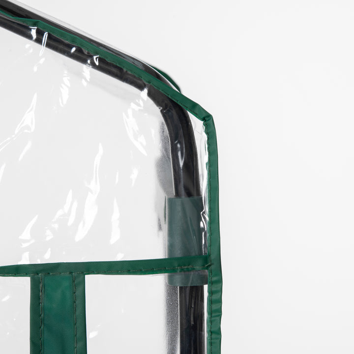 Minidrivhus med 5 hylder til blomster eller grøntsager, transparent+grønt stål, plastik, 69 x 49 x 193 cm