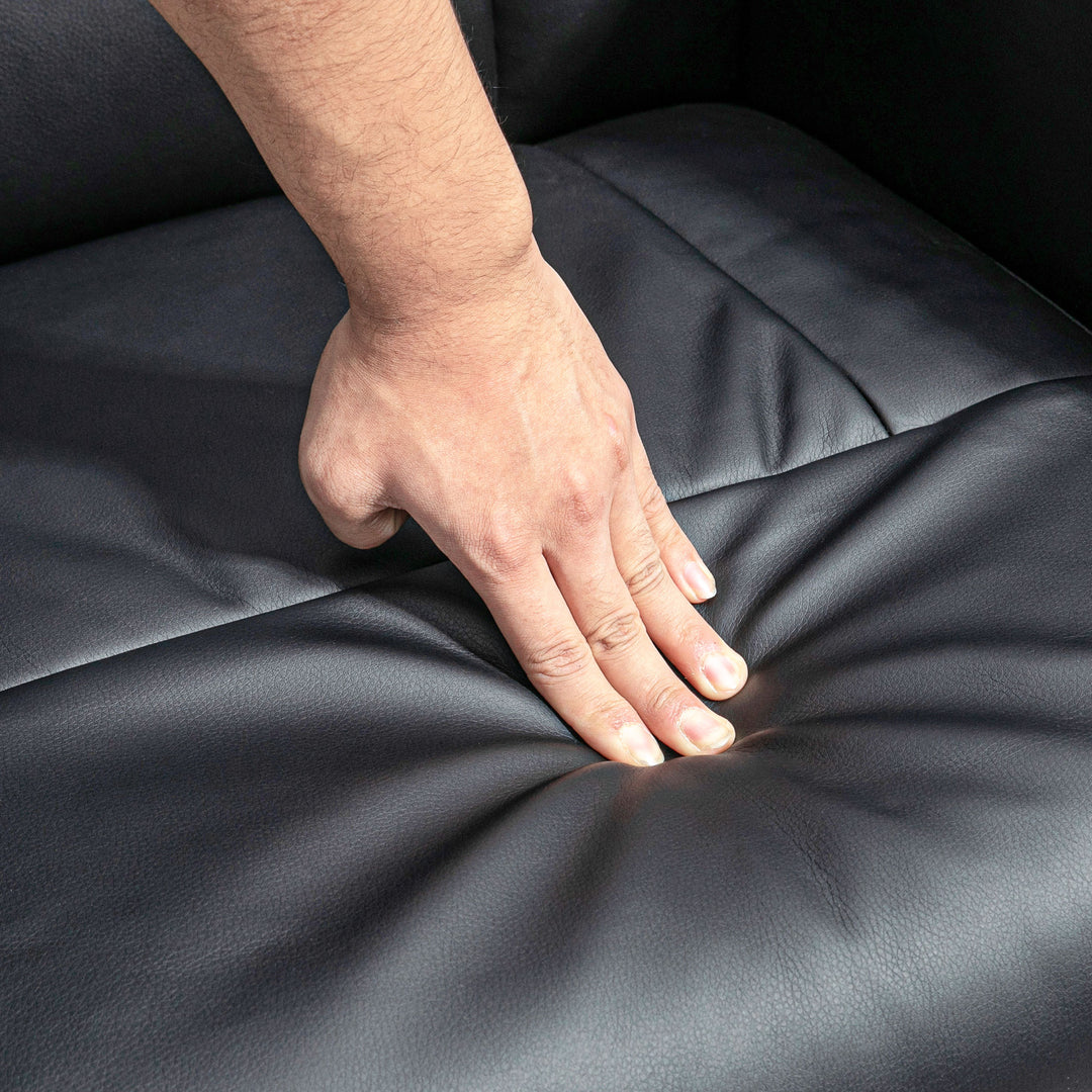 2-Delt lænestolsæt med fodskammel, lænestol med fodskammel, højdejusterbar, lænestol med ryglæn, sort