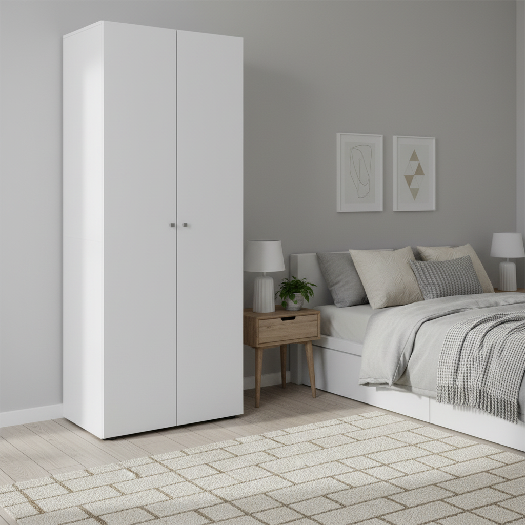 Multifunktionsskab med låger, 178x70x40 cm, hvid - Vandol L