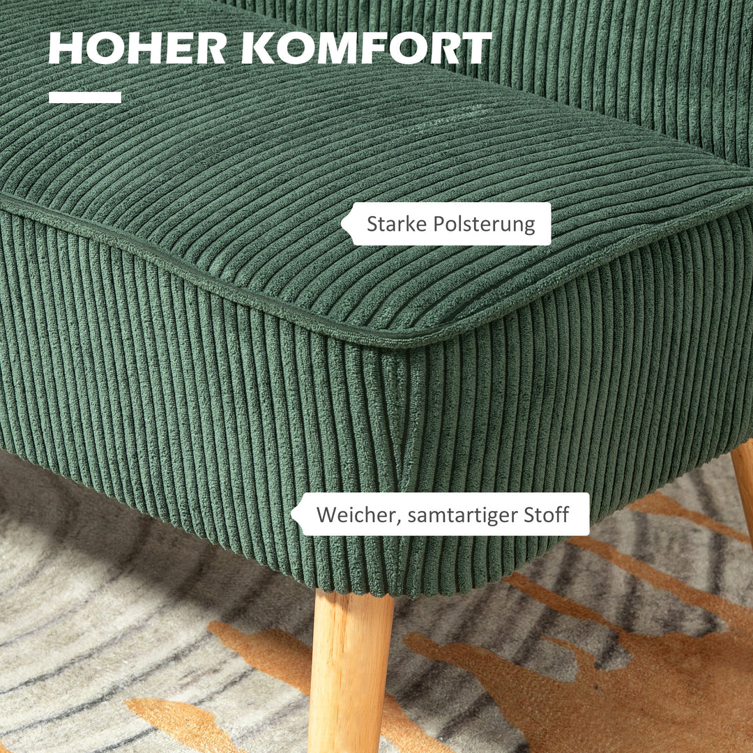 2-Personers polstret sofa, træ, fløjlsblød polyester, skum, 117 x 56,5 x 77 cm, grøn