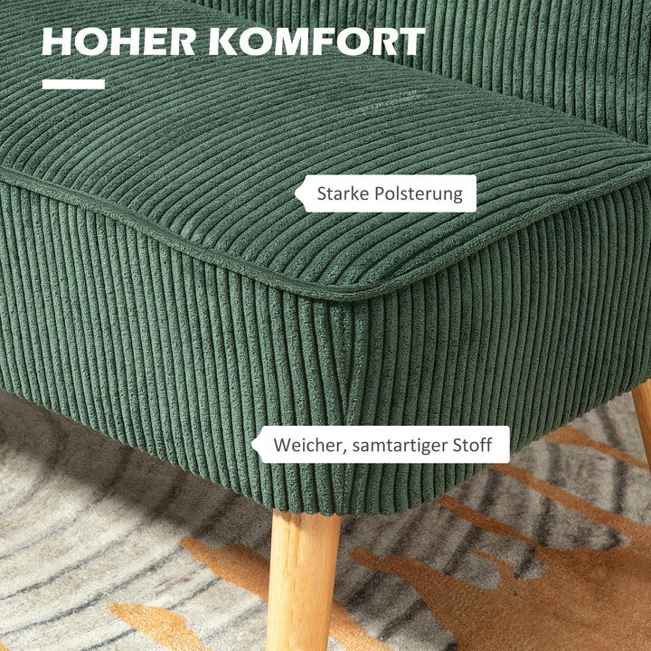 2-Personers polstret sofa, træ, fløjlsblød polyester, skum, 117 x 56,5 x 77 cm, grøn