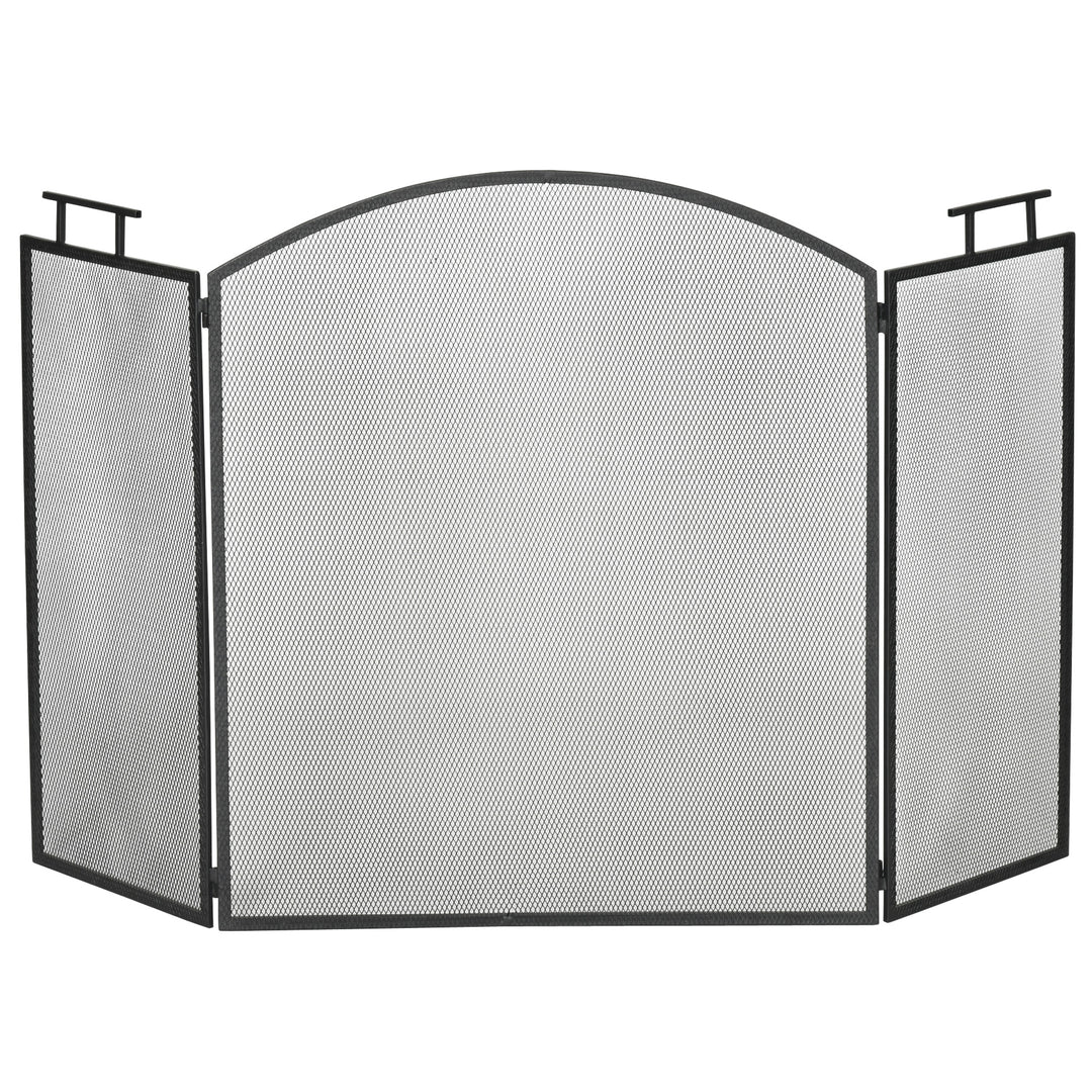 Sammenklappelig brandskærm, brandbeskyttelsesskærm til pejs, brandskjold, brandbeskyttelsesskærm til pejs, beskyttelsesskærm til komfur, metal, 110 x 24 x 76,5 cm, sort