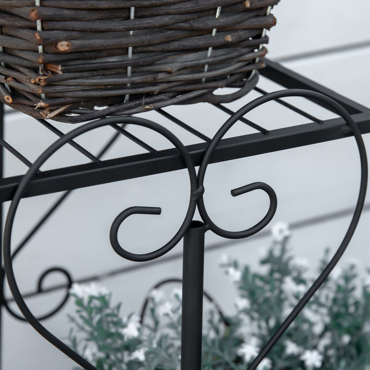 Metal blomsterstativ, 4-lags plantehylde, blomsterstige, blomsterstativ til indendørs og udendørs brug, have, balkon, sort, 45 x 24,5 x 80 cm