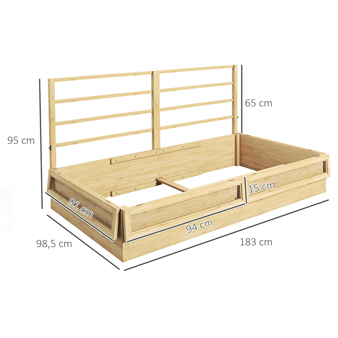 Hævet bed/plantekasse/urtehave, vejrbestandig, 1 espalier, 183 x 98,5 x 95 cm, naturlig