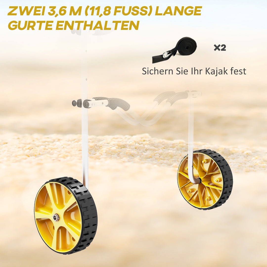 Kajakvogn, transportvogn i aluminium, 82x25,4x77,5 cm, sølvgul