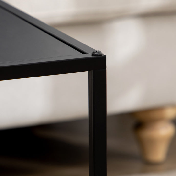 Sidebord, sofabord, indskudsbord, sæt med 2, moderne design, stålstel, sort, 40 x 40 x 40 cm