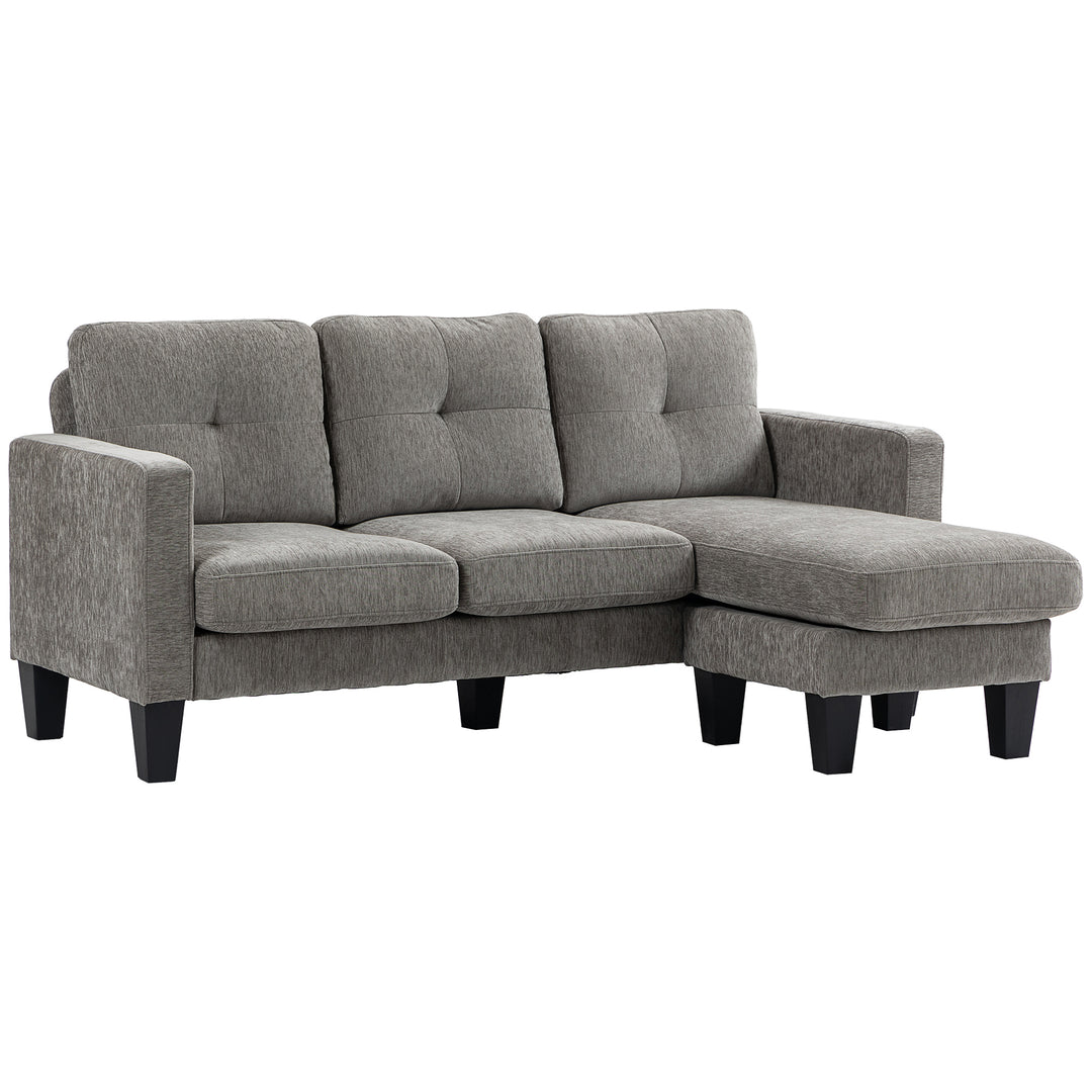 Hjørnesofa, hjørnesofa med vendbar chaiselong, L-formet sofa, polstring i linnedlook, 186 x 130 x 84 cm, brun