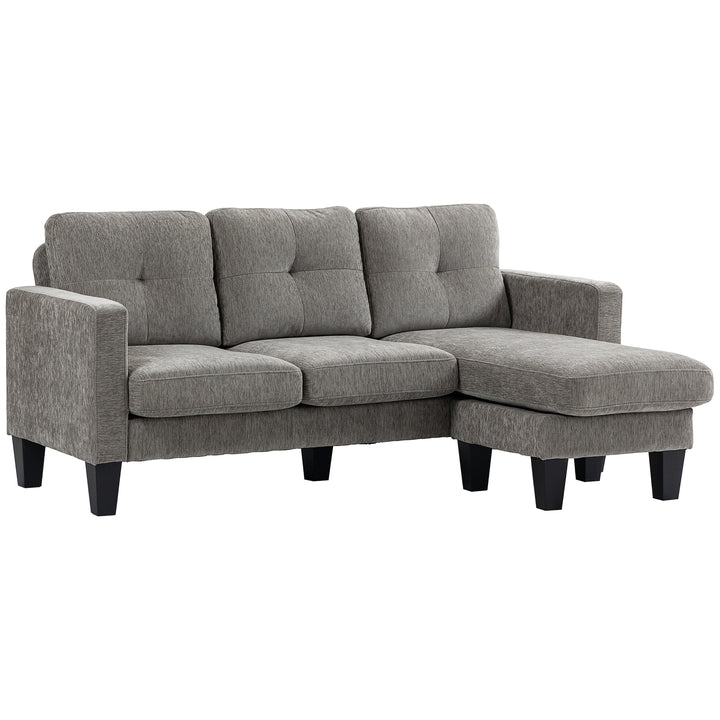 Hjørnesofa, hjørnesofa med vendbar chaiselong, L-formet sofa, polstring i linnedlook, 186 x 130 x 84 cm, brun