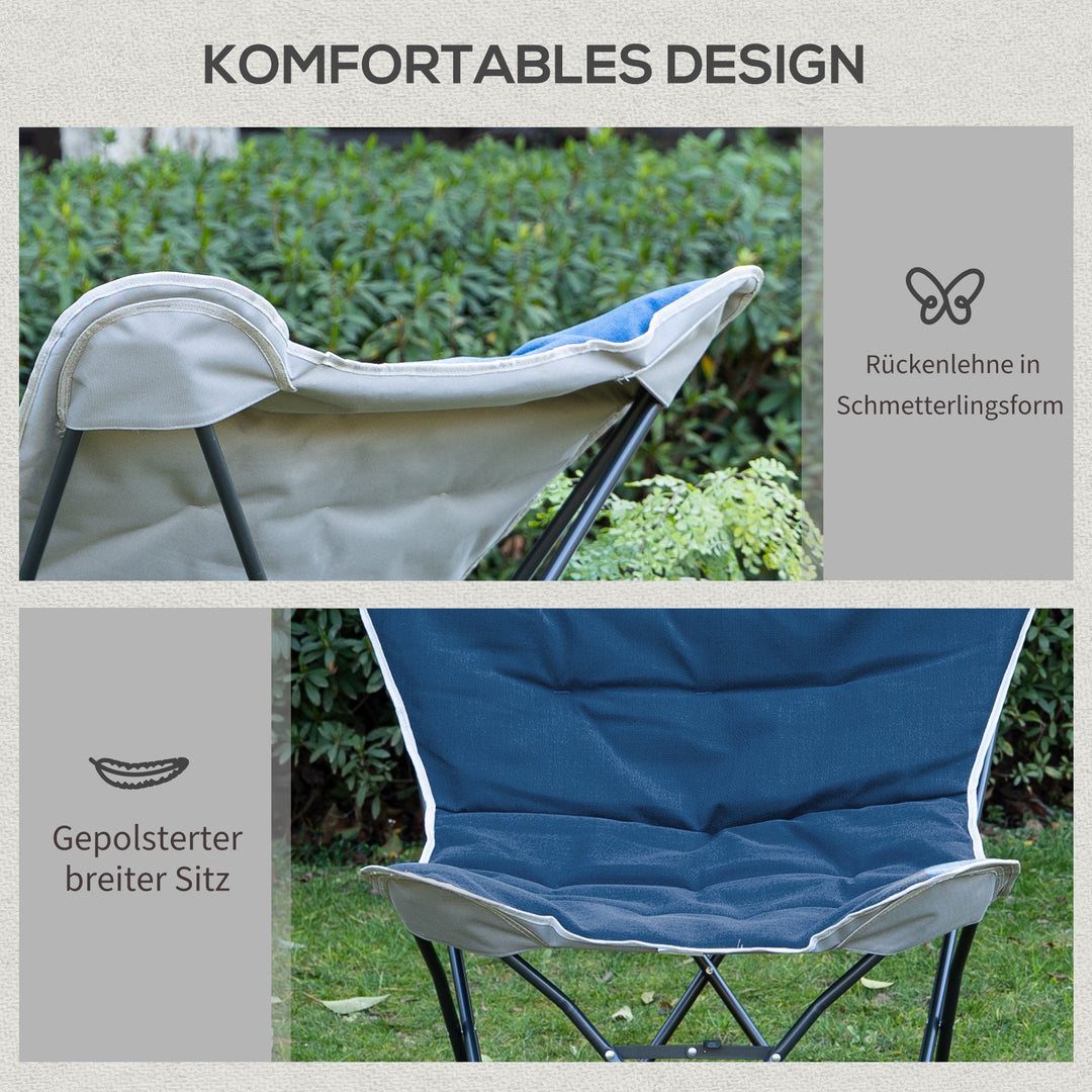 Campingstol, foldbar, letvægts, stålramme, skridsikre fødder, blå, 88 x 74 x 84 cm