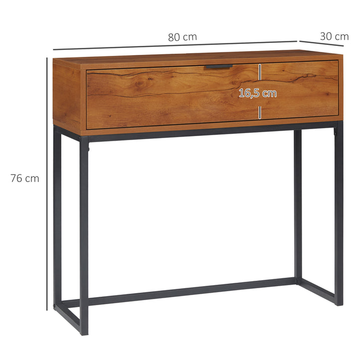 Konsolbord i industrielt design, sidebord, skænk, 1 skuffe, brun + sort