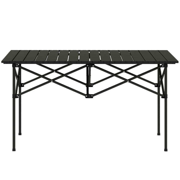 Campingbord klapbord med oprullbar bordplade havebord af aluminium 2 personer 95 x 55cm sort
