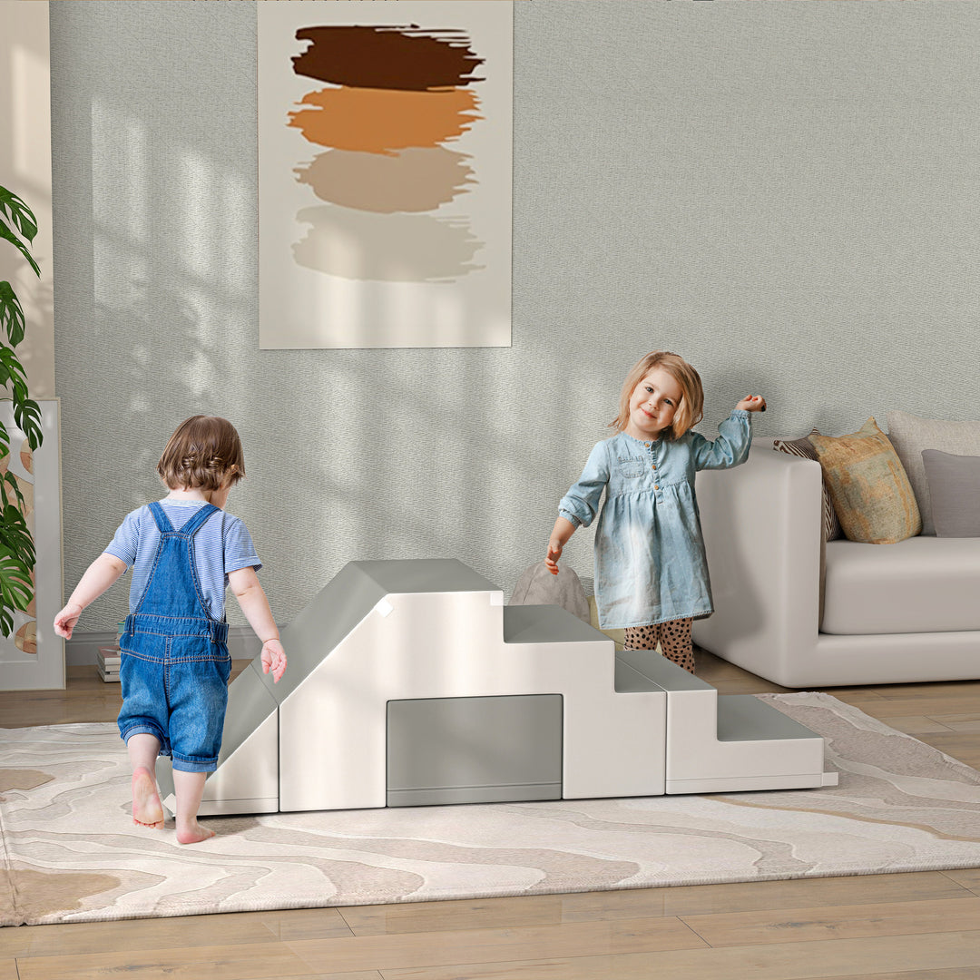 Klatre- og glidelegetøj til børn, fremmer motoriske færdigheder, kunstlæder, epe-skum, 86 x 49 x 47 cm, grå