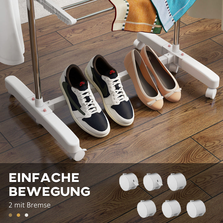 Mobil tørrestativ, tørretumbler, 3 niveauer, foldbar, sølv + hvid