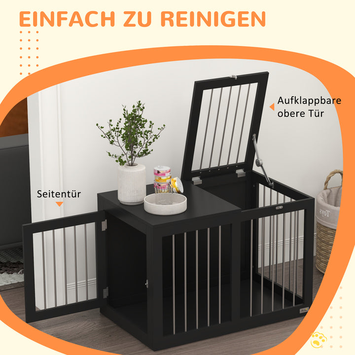 Hundebur hundetransportkasse, 2 døre, aflåselig, stålnet, 80 cm x 50 cm x 56,5 cm, sort