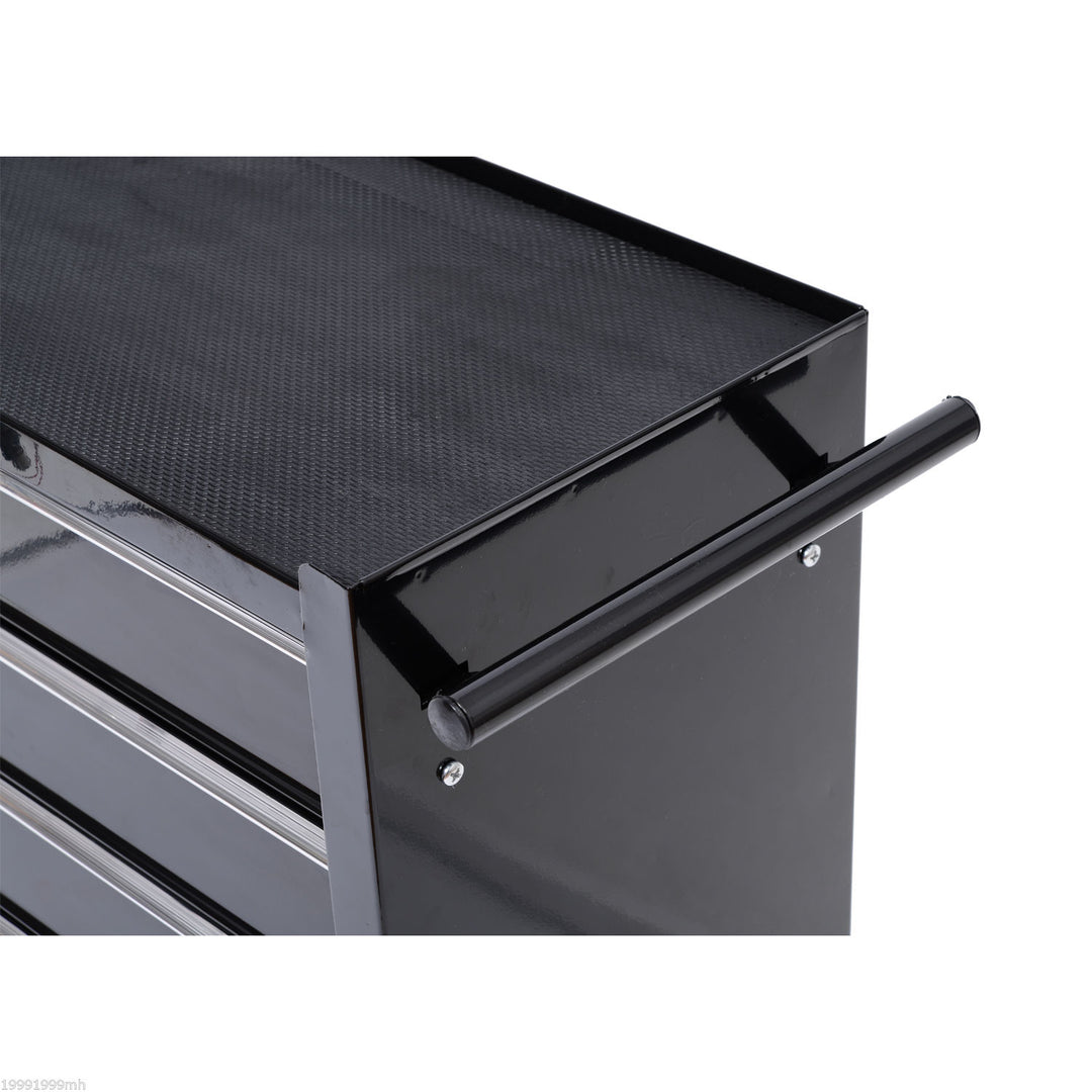 Værktøjskasse, værktøjsskab, sammenrullelig, 5 skuffer, stål, sort
