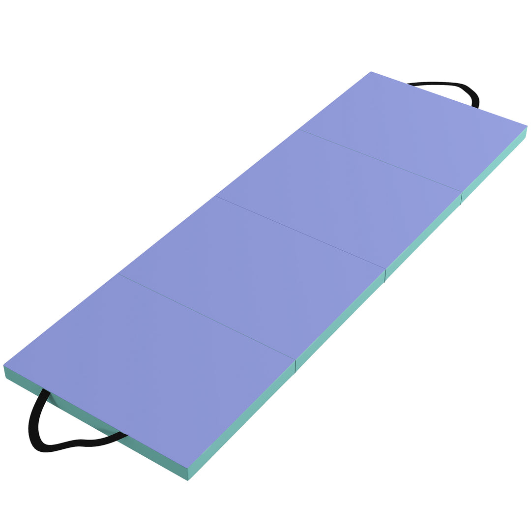 Træningsmåtte, foldbar fitnessmåtte, grøn+lilla, 180 x 60 x 5 cm