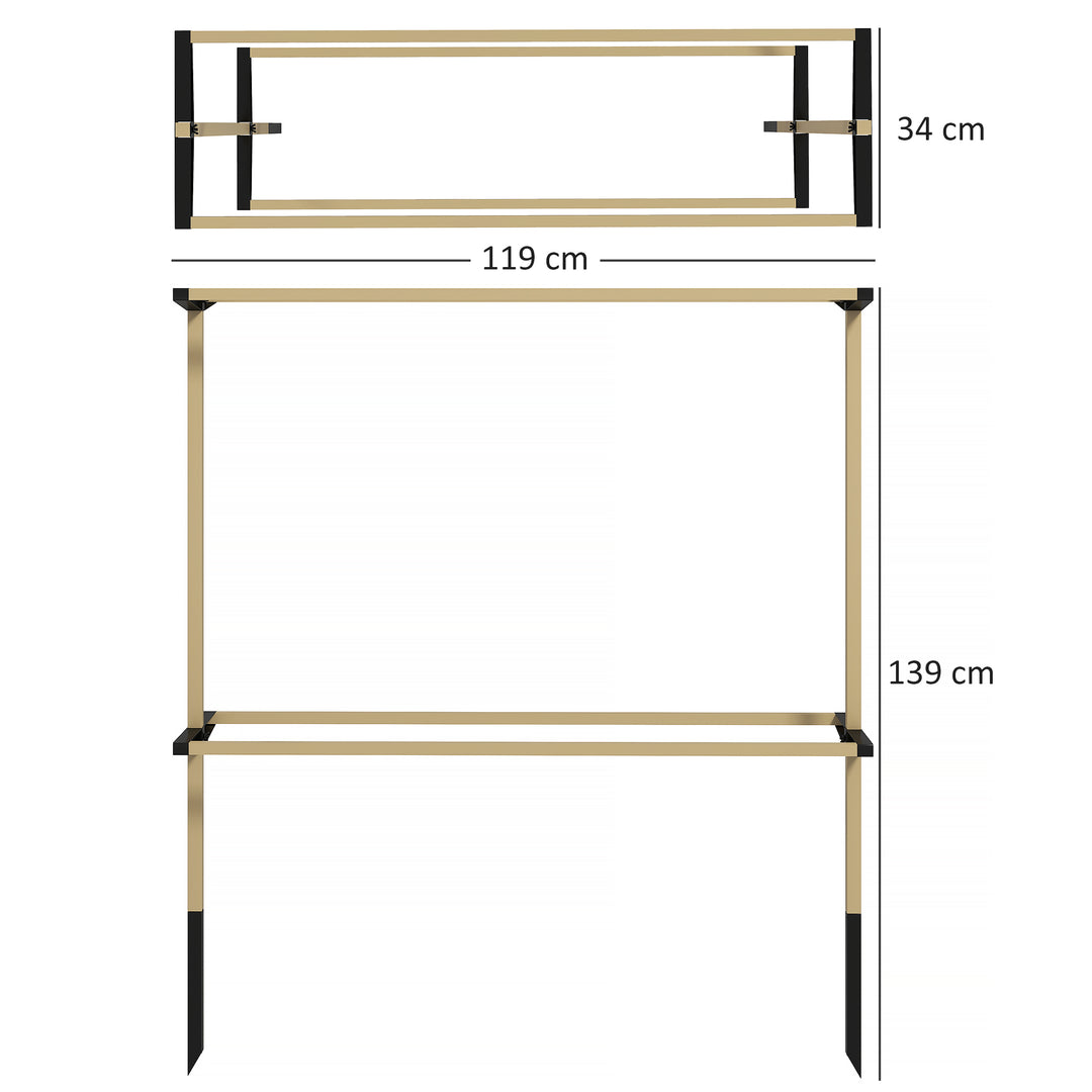 Metalespalier til stikkontakt, rustfri, klatrehjælp til agurker, espalier, 119 x 34 x 139 cm, til hindbær, brombær, naturlig